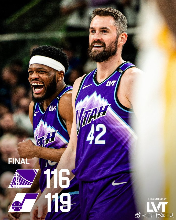 残阵爵士战胜残阵勇士 桑托斯绝平三分不中，爵士119-116战胜勇士送勇士两连败