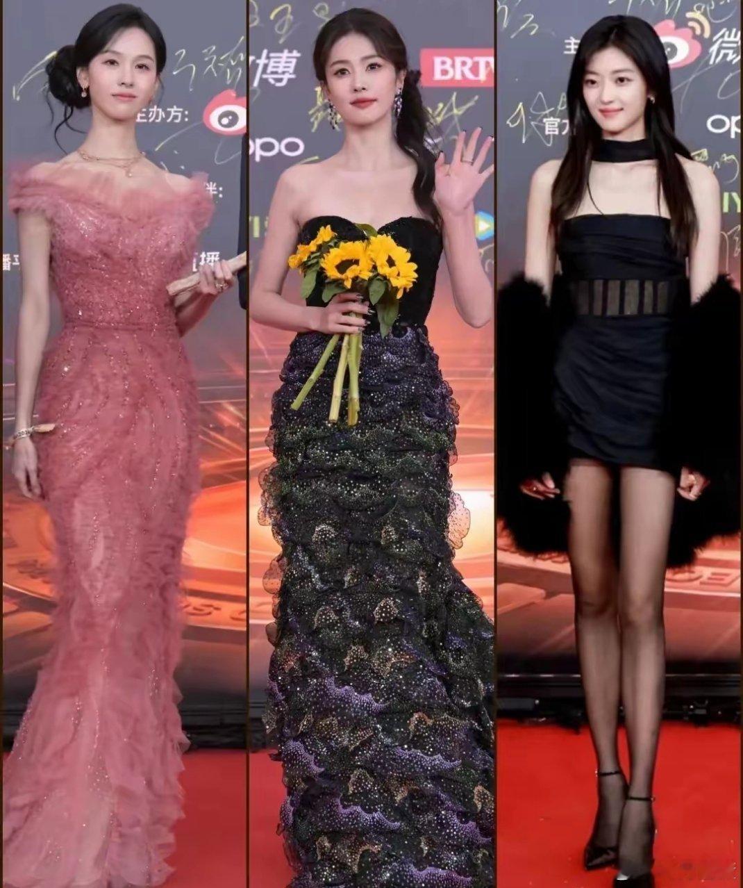 左边是陈都灵，1993年出生于福建，身高168cm。中间是白鹿，1994年出生于