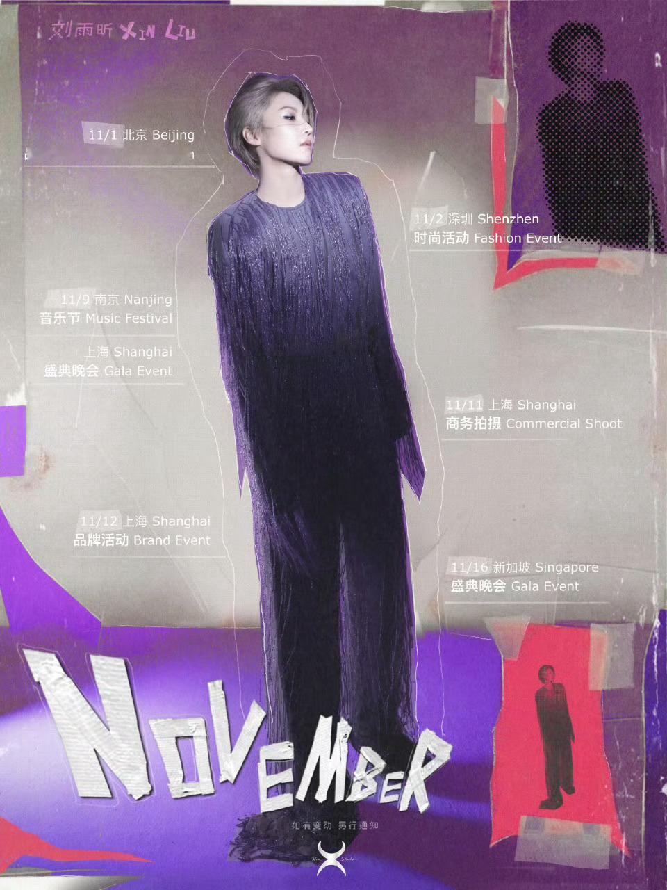 刘雨昕十一月行程图，又是特种兵行程啊[色] ​​​