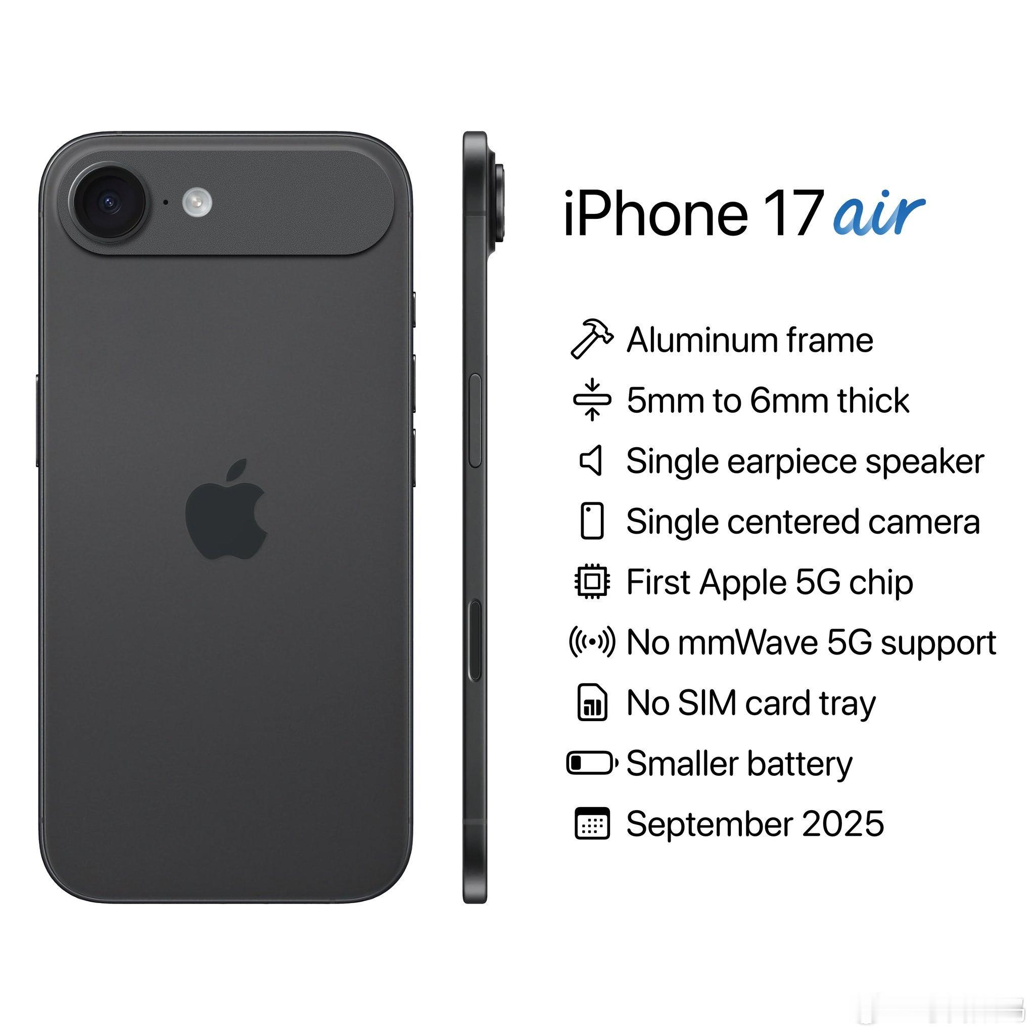 iPhone17Pro系列或迎重大设计变更 网友猜测的iPhone17 Air和