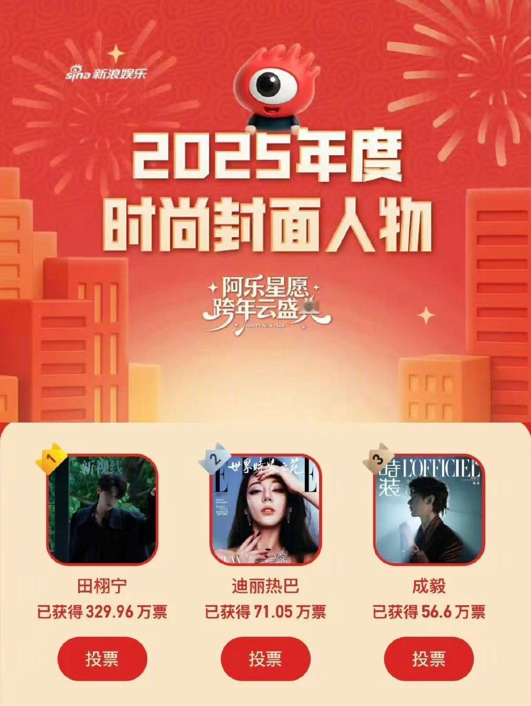 田栩宁年度时尚封面人物断层田栩宁迪丽热巴成毅年度时尚封面人物top3第一轮年度时