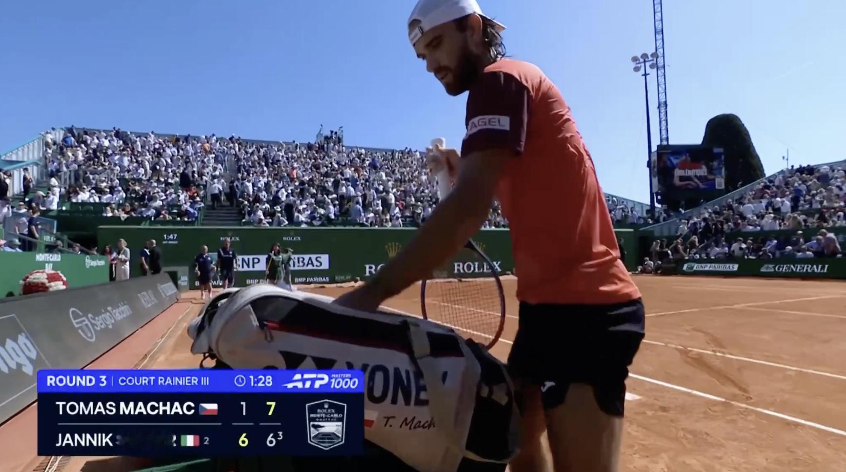 马哈奇刚刚打破辛纳在大师赛的37盘连胜纪录！辛纳大师赛37盘连胜遭终结蒙特卡洛1