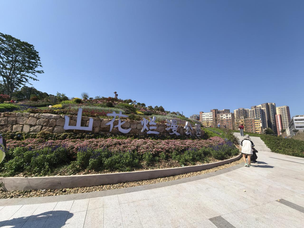 刚去了坂田的山花烂漫公园，就是原来的黄金山公园，公园还没完全竣工，给人的印象是花