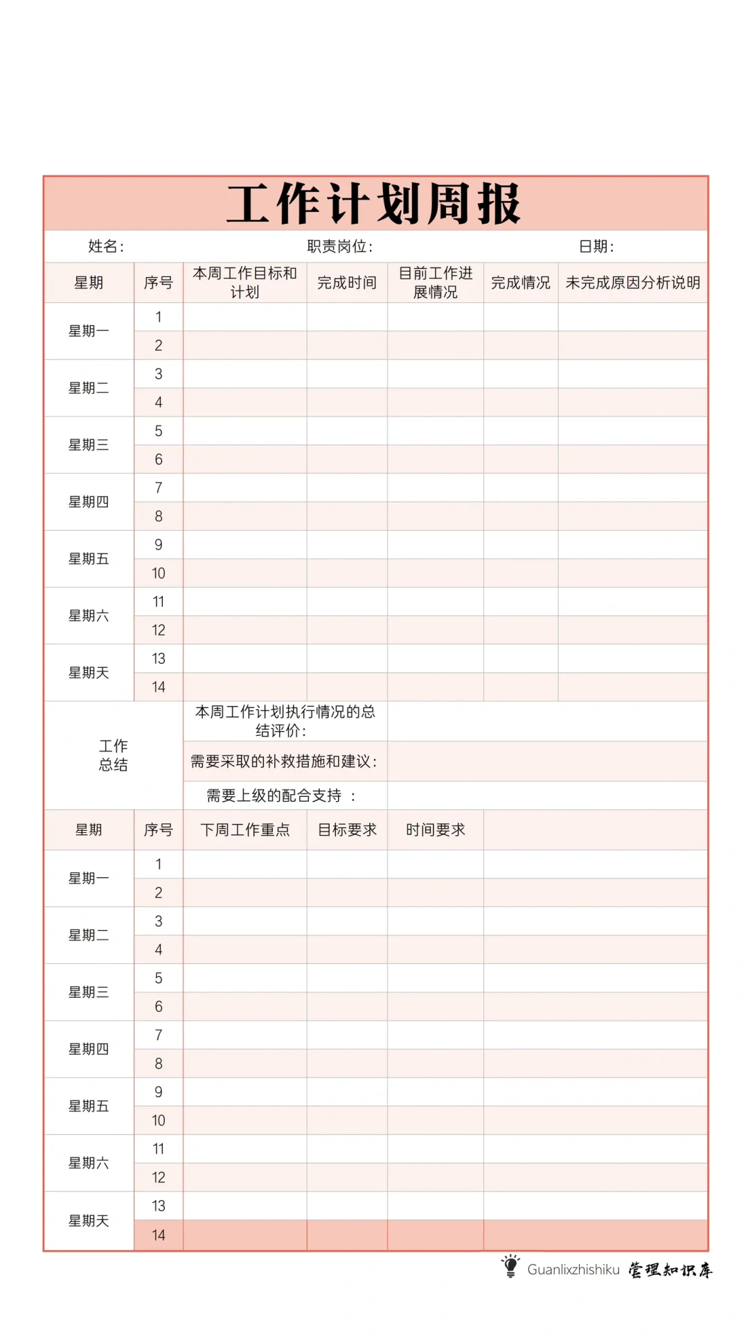 ✍️工作计划周报