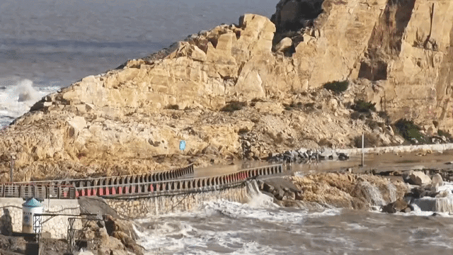 云南一家四口去浙江温岭石塘海边玩，那个时间点正好赶上受台风“白海豚”影响，海面风
