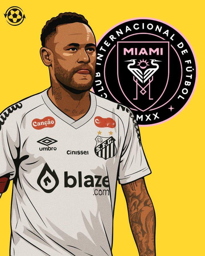 迈阿密国际“非常希望”签下内马尔，让他与梅西重聚。他在桑托斯队的合同将于12月到