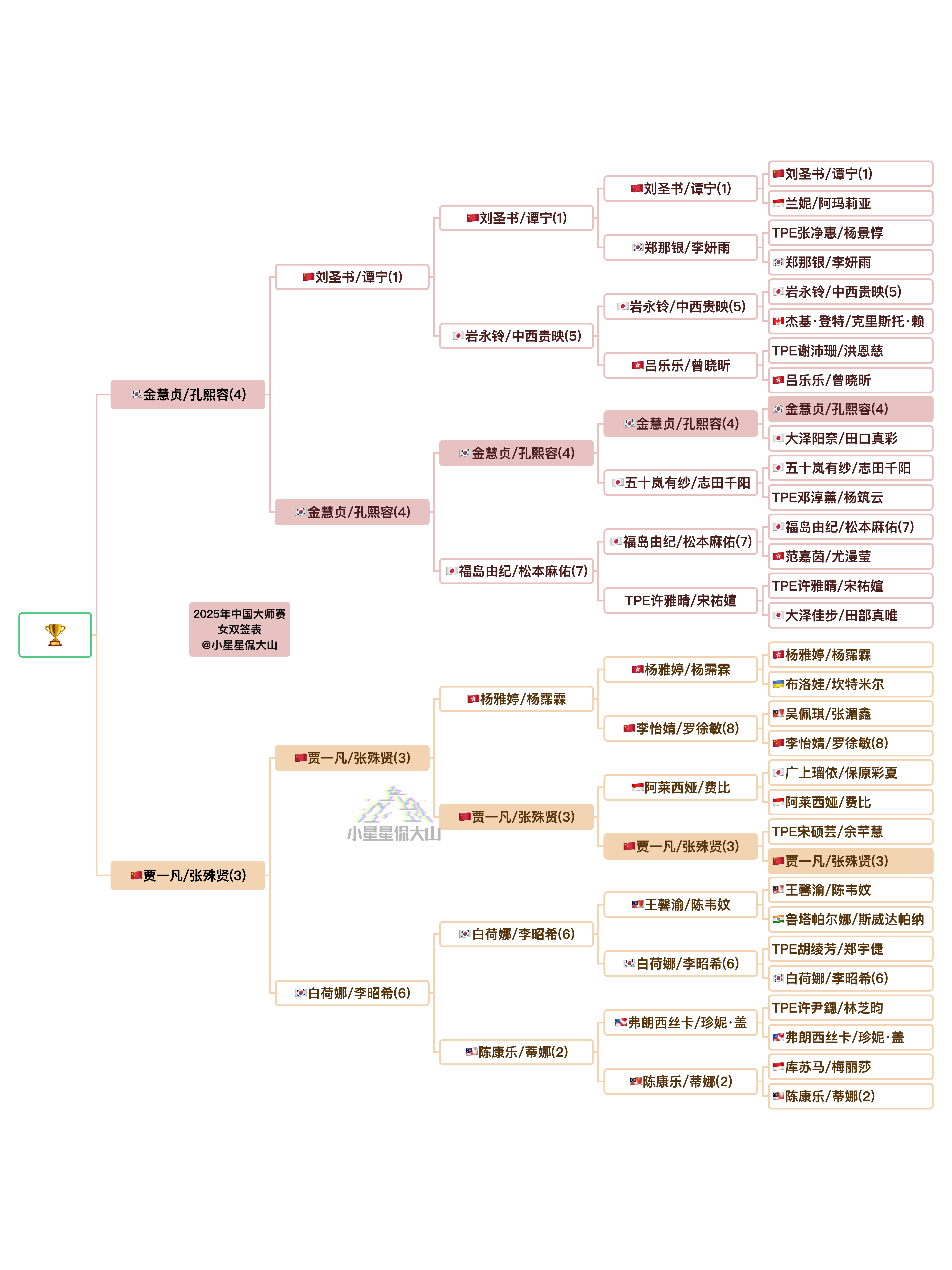 2025年中国羽毛球大师赛 女双决赛对阵：贾一凡/张殊贤🇨🇳 vs 🇰🇷
