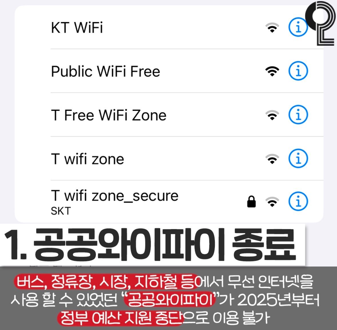 【twi】韩国公共WiFi将终止使用从2025年开始，韩国巴士、车站、市场、地铁