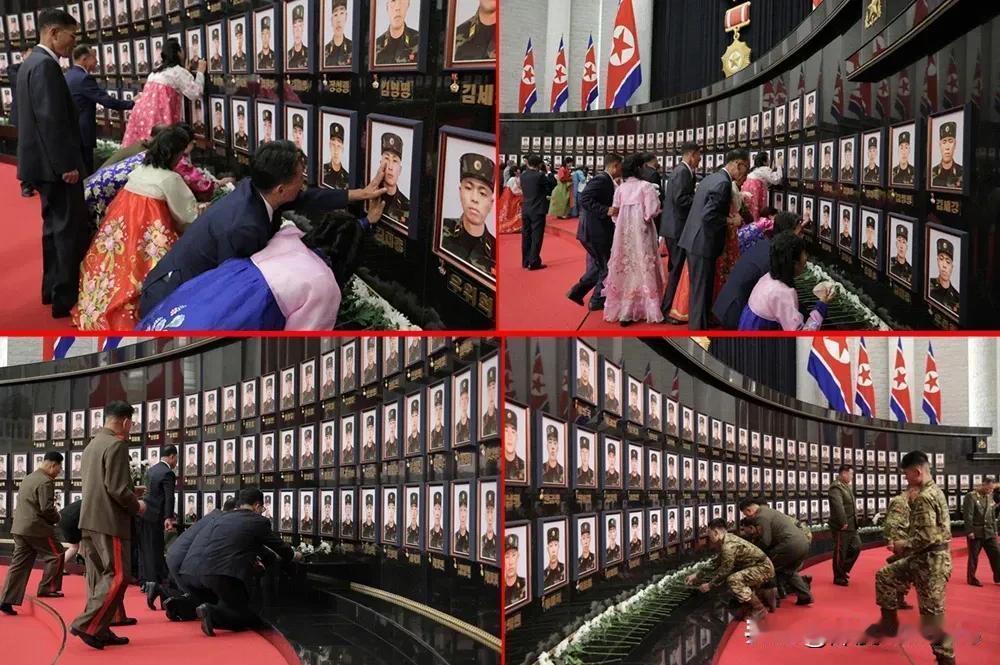 金正恩亲自为追悼墙上的101位烈士授奖并献花，并接见烈士家属