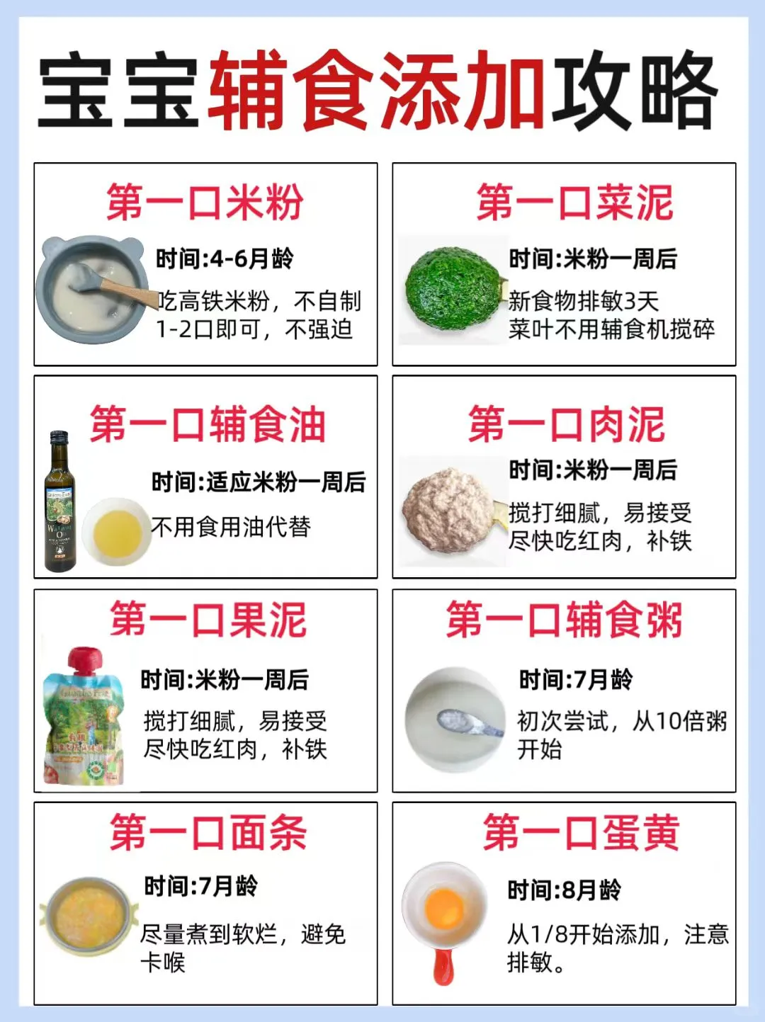 宝宝辅食8个第①口添加攻略‼️可收藏