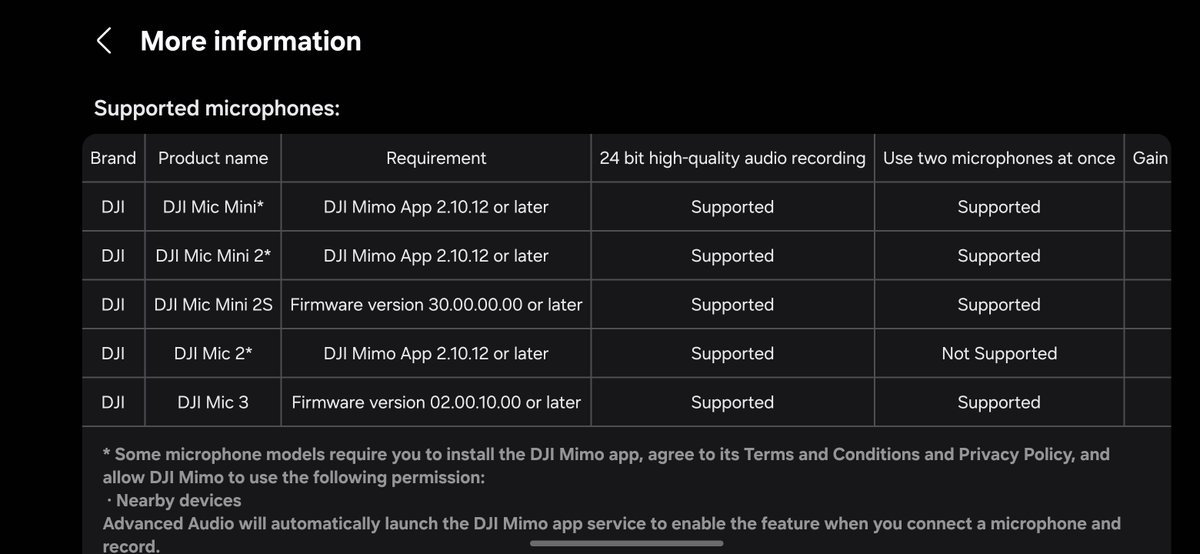 One UI 9 高级音频功能新增了对即将推出的大疆 Mic Mini 2S 以