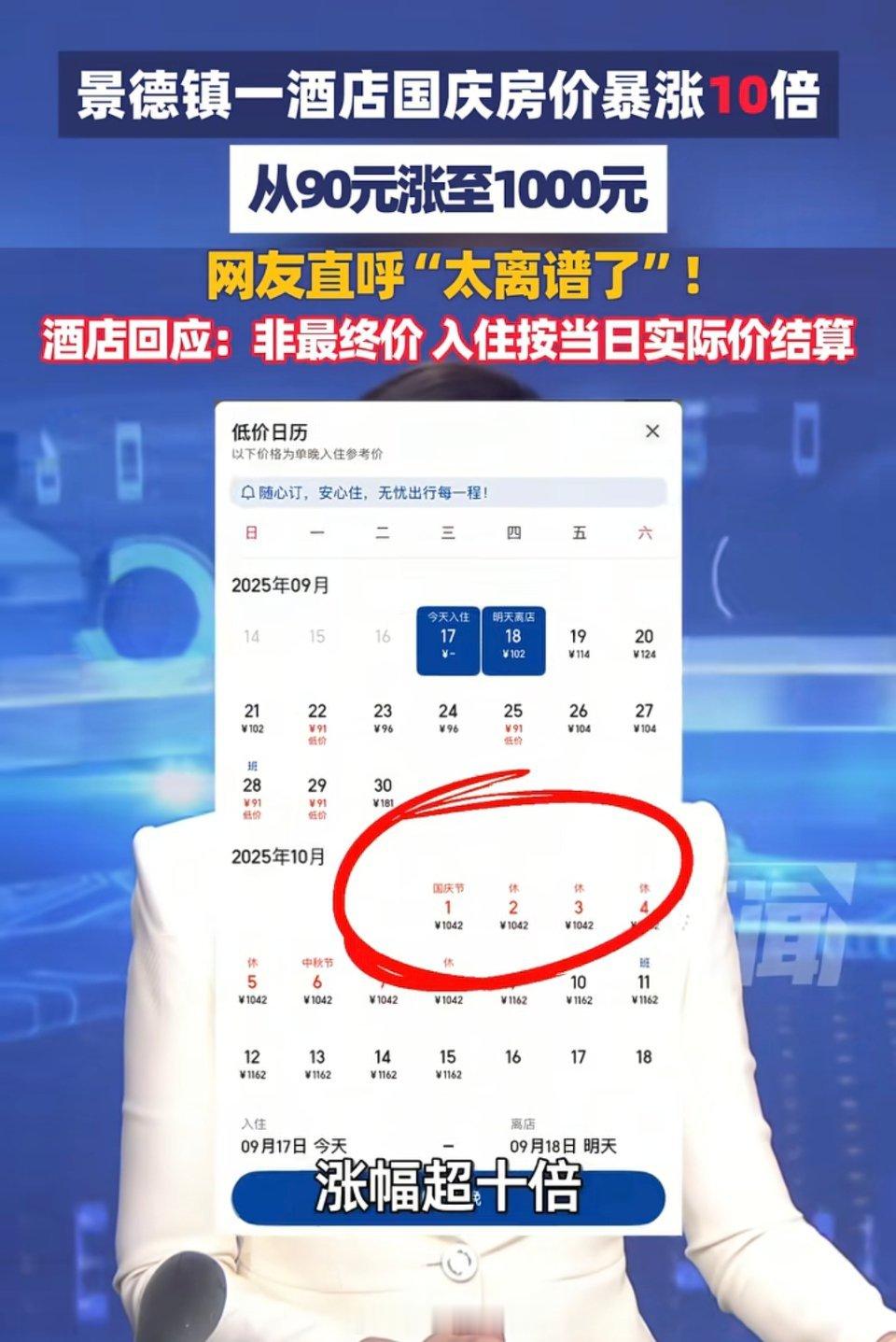 景德镇90元酒店房间国庆涨到1000元节假日真懒得出去 人多 买啥都有排队 上厕