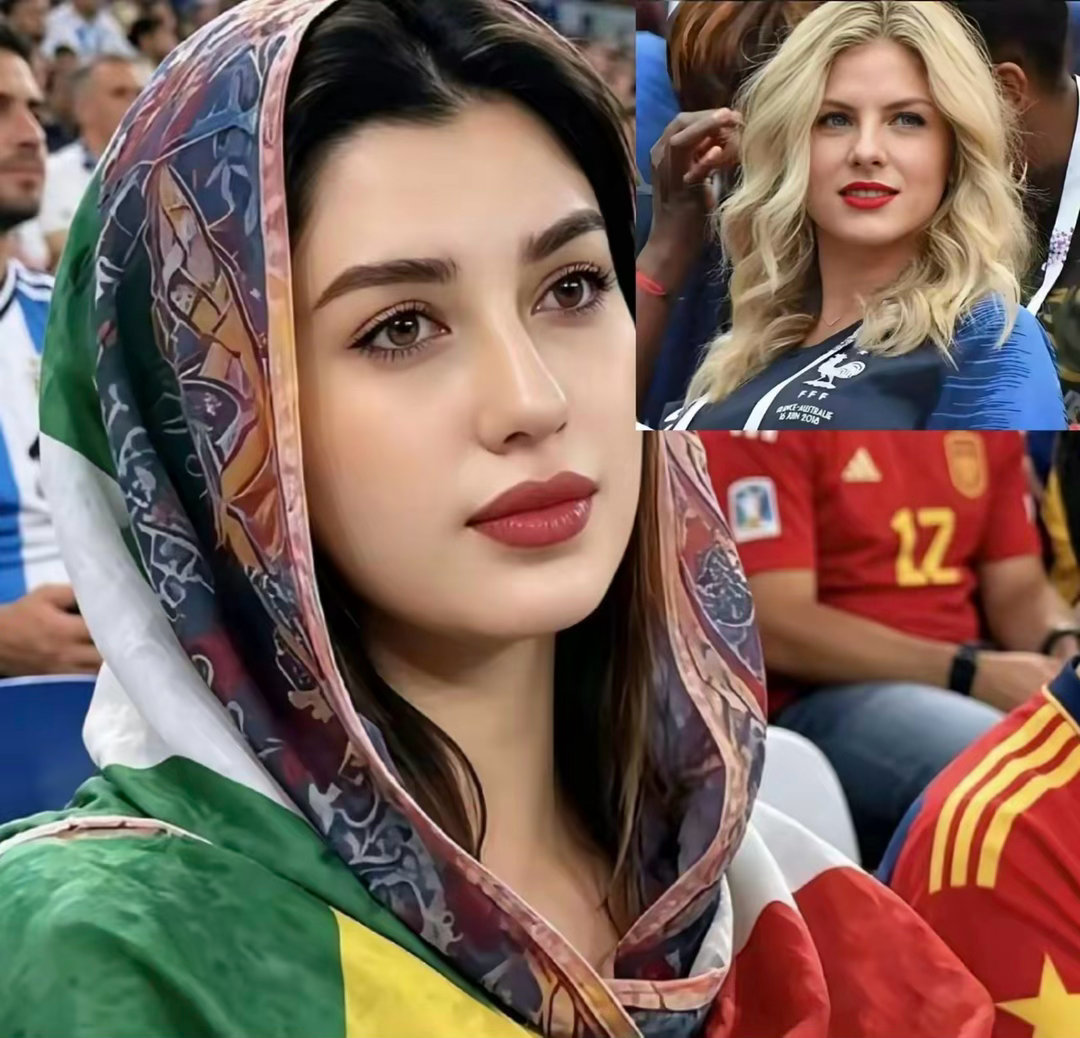 美女球迷观赛，惊艳妆容与热情的国旗相映成趣！ 