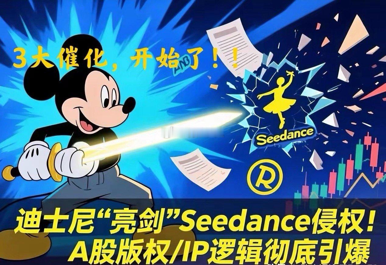 迪士尼“亮剑”Seedance侵权！A股版权/IP逻辑节假日还将继续发酵。华特迪