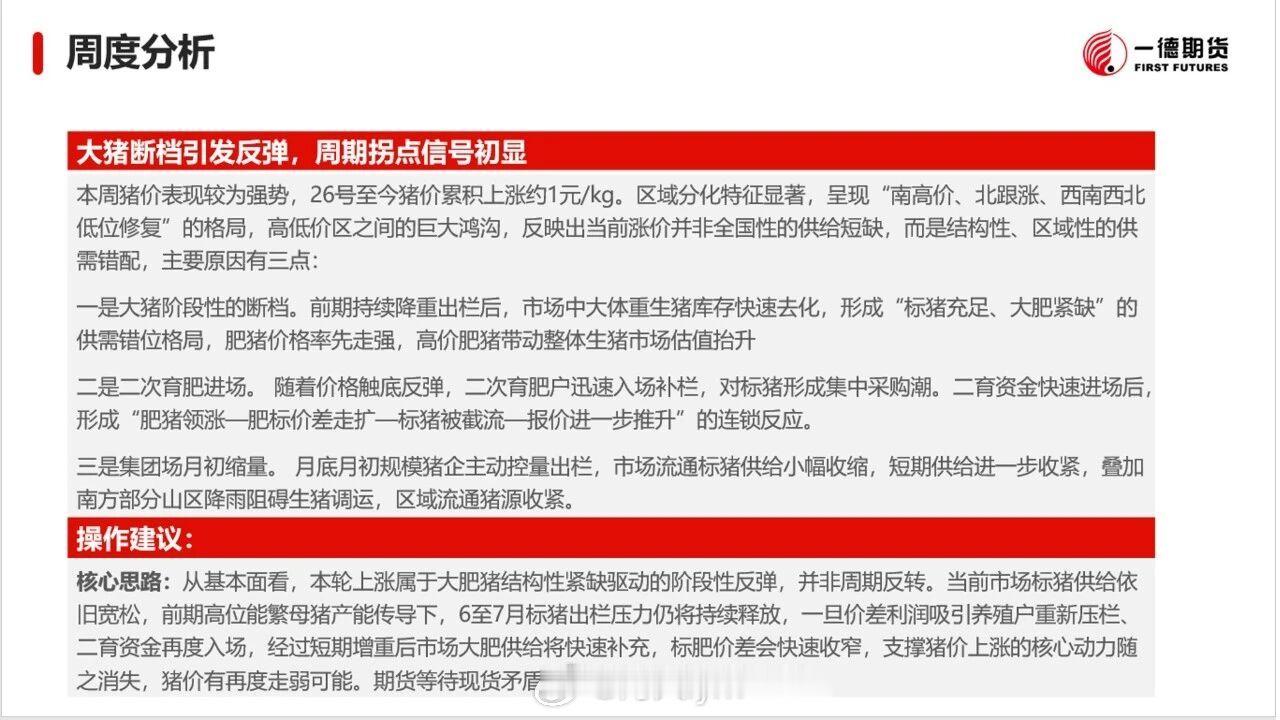 一德期货 生猪观点生猪期货