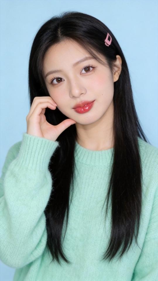 同款特效左下角。温柔风 毛衣甜拍 温柔女头 元气少女