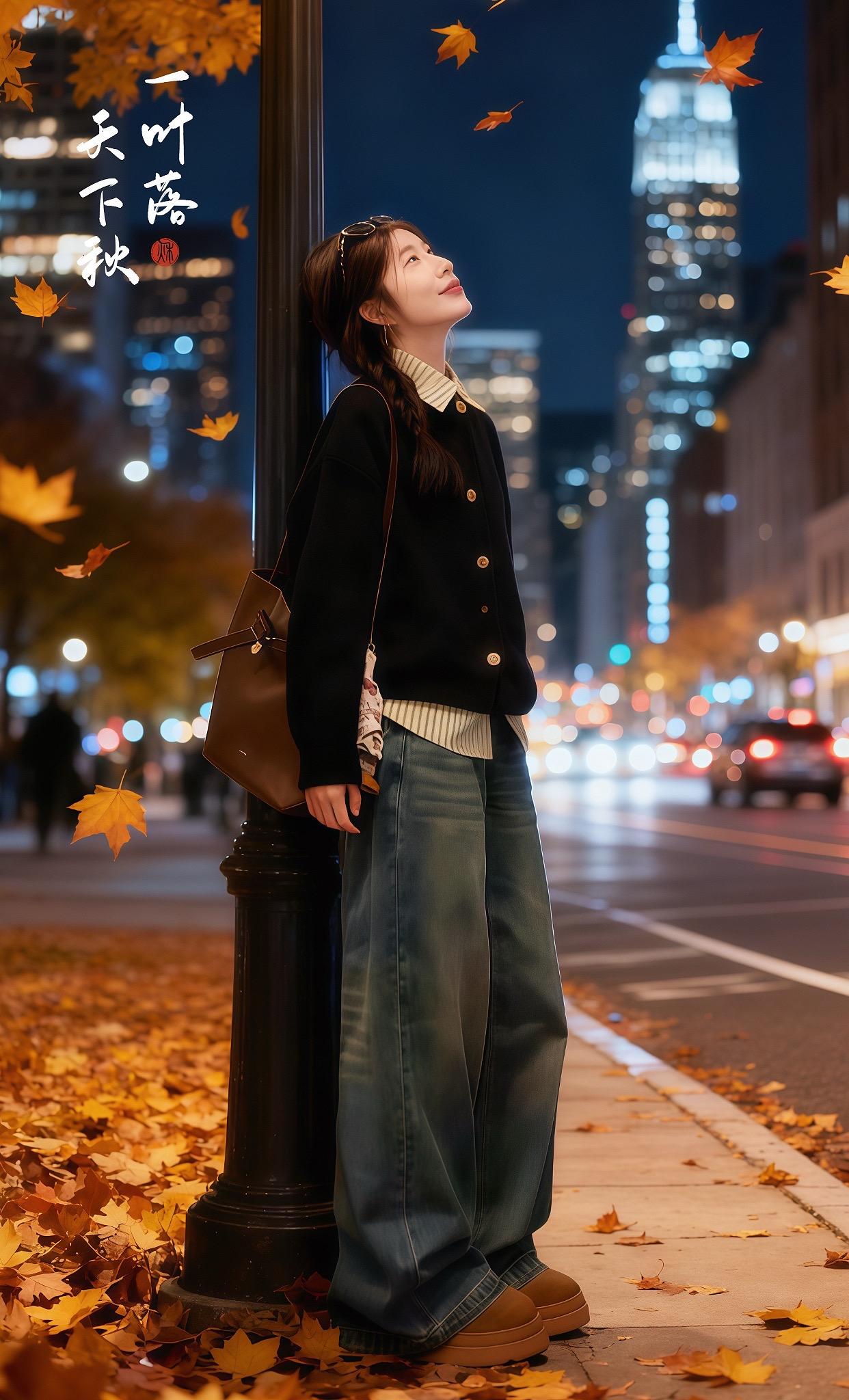 秋夜漫步。华灯初上，城市的街道被染上暖黄的光晕。林薇挎着棕色的包，走在...