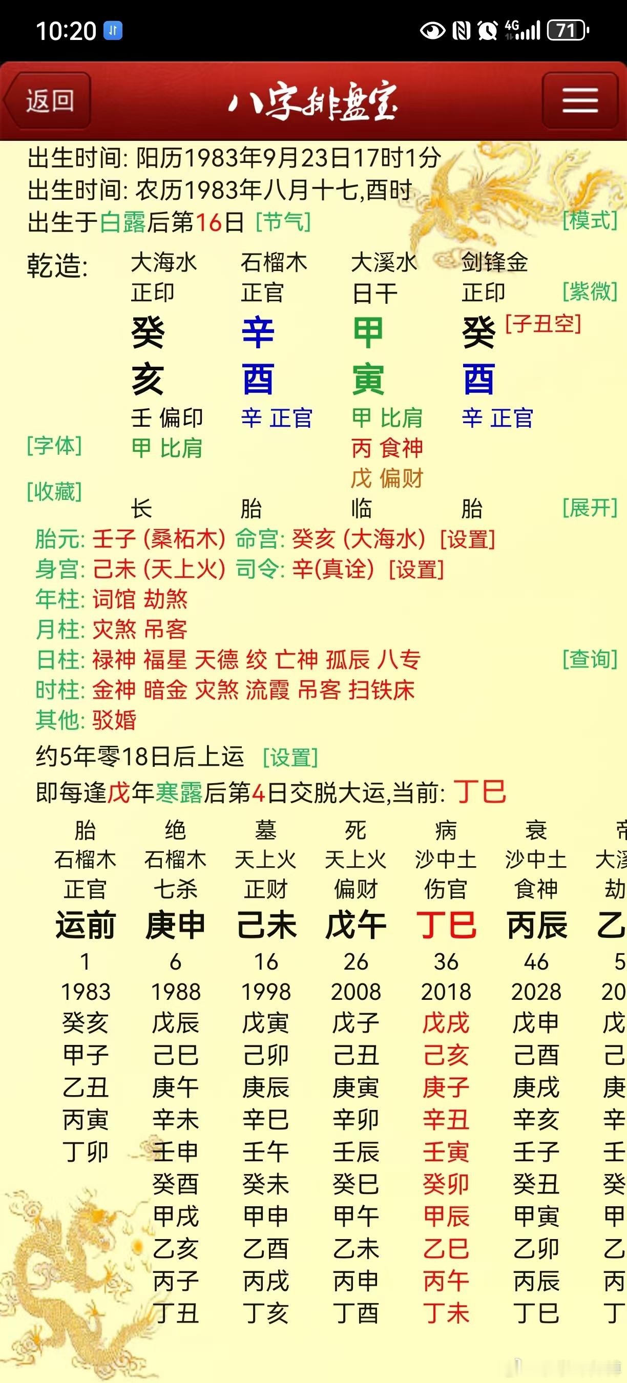 官印相生，八字有禄。副处级干部！有弱精症，通过试管育有一儿！ 