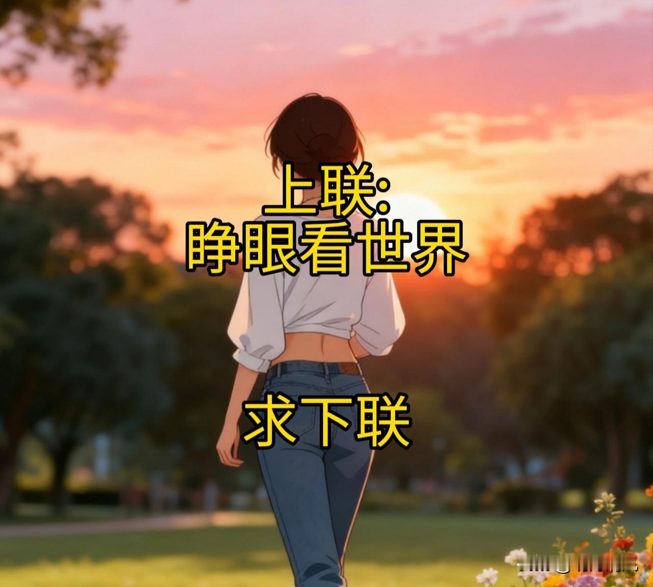 缺一个惊艳下联，高手请？
上联:睁眼看世界
下联:——？？？
友友请邀对下联 友