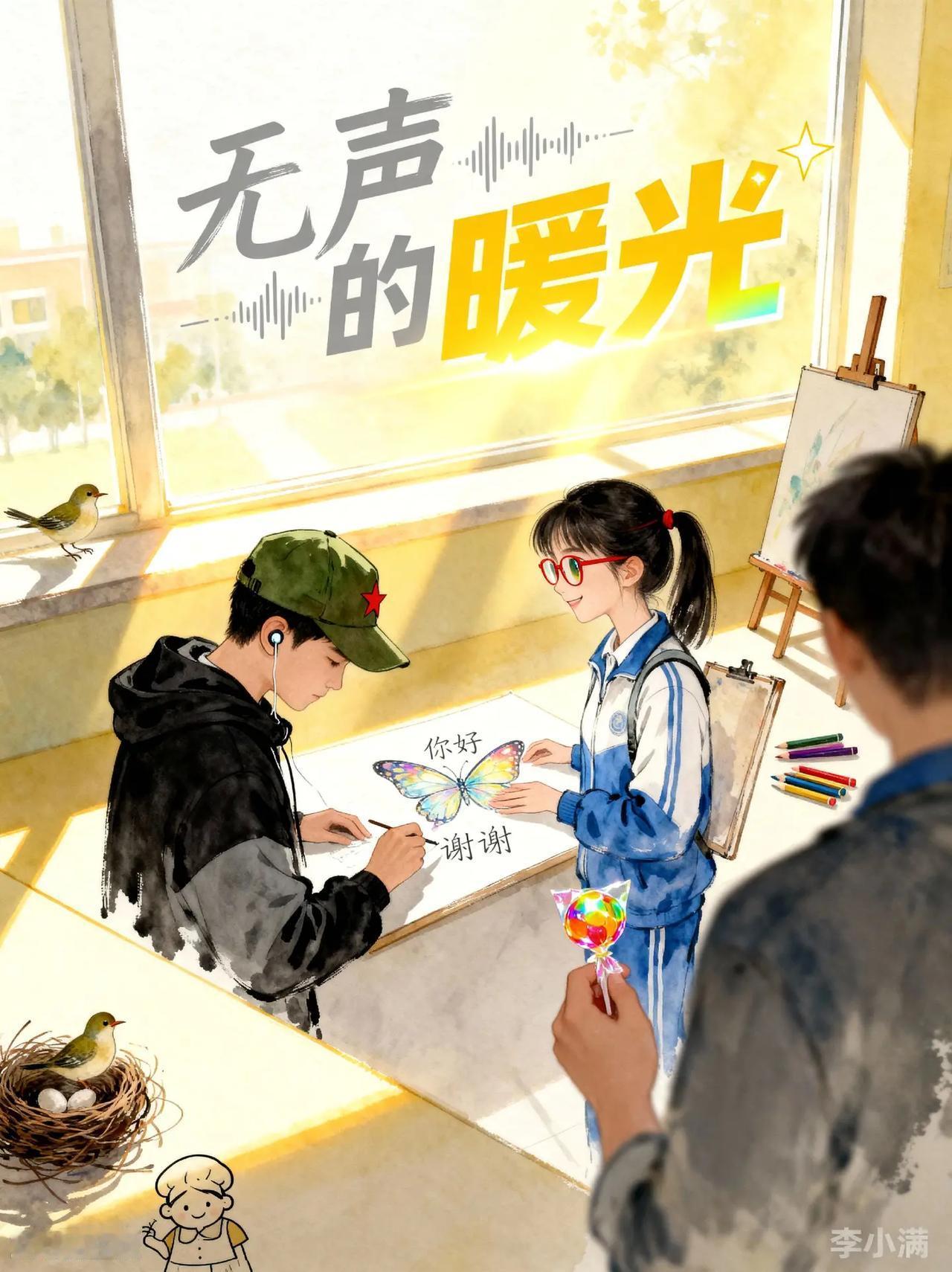 无声的暖光第2话。故事梗概：耳聋少年阿默用画笔记录校园温暖，转学生林小满用手语走