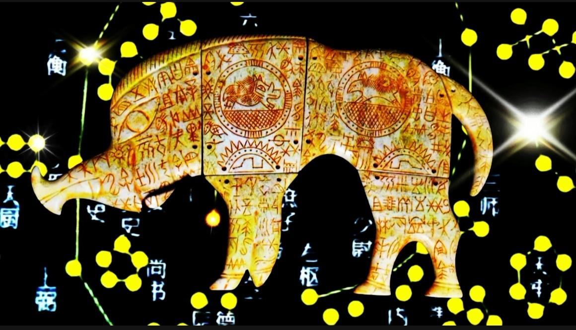 这件玉象，是夏代天文礼制的具象载体。
象为地之形，周身遍刻日月星汉、四方星宿，把
