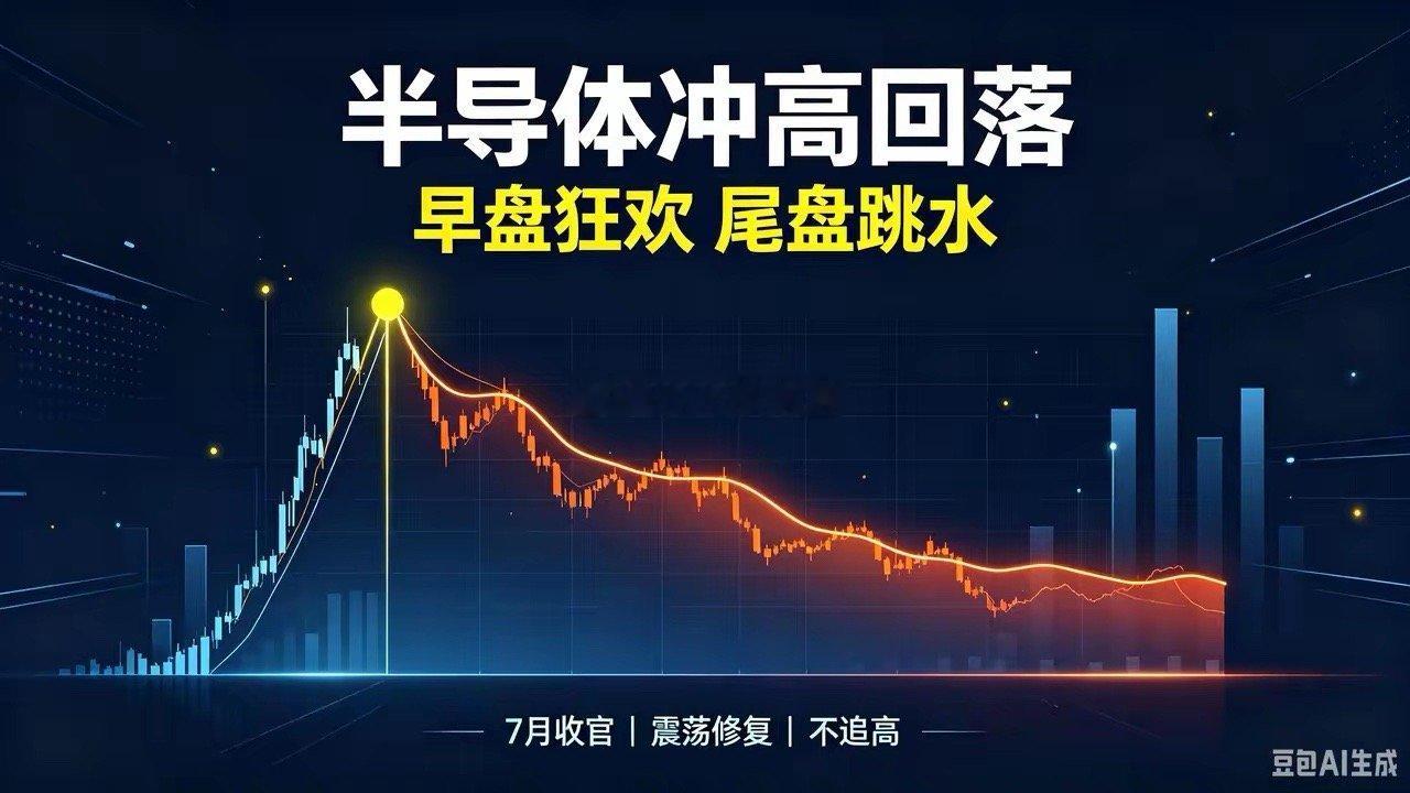半导体惊天过山车！早盘狂欢、尾盘跳水，明天走势定调了今天7月收官之战，绝对是股民