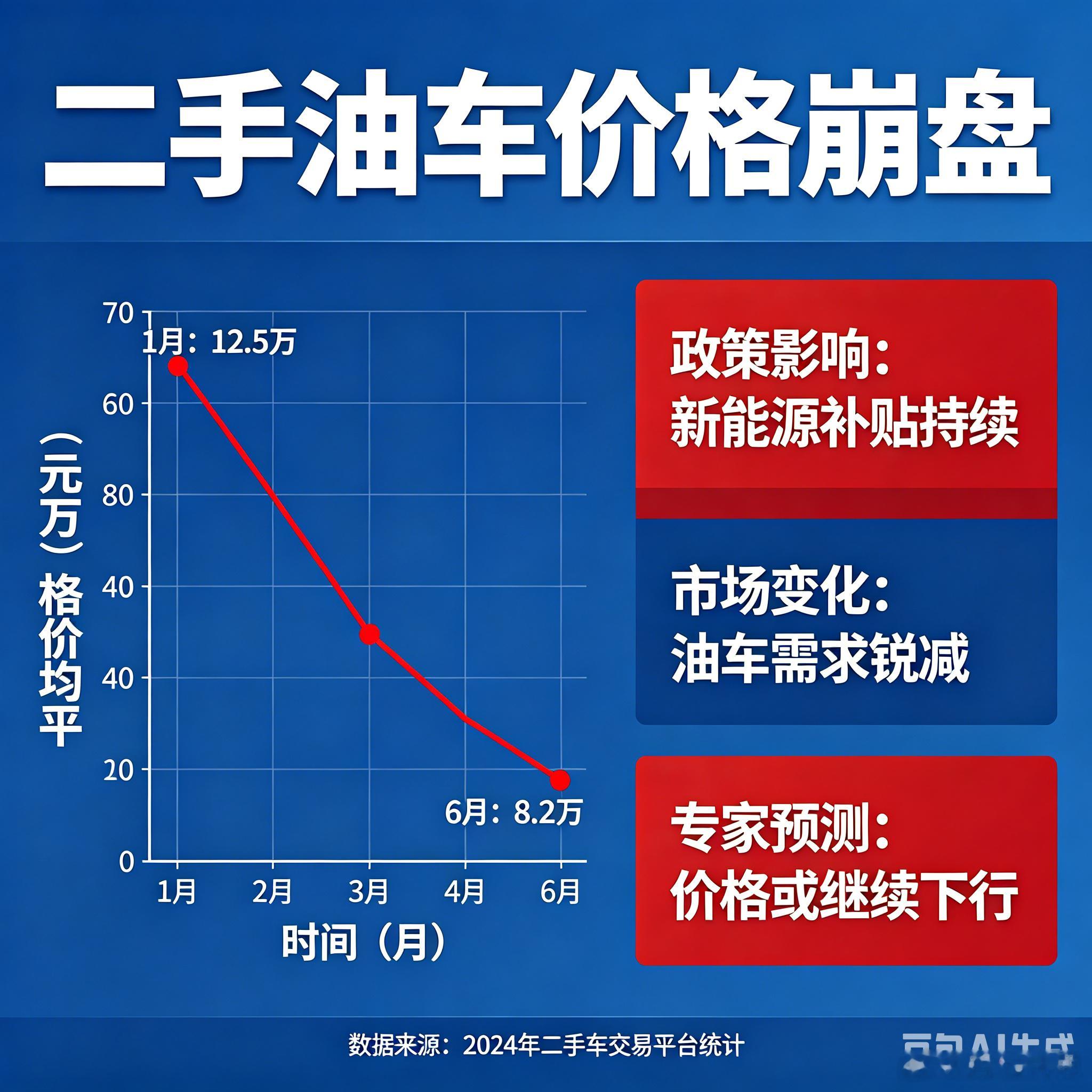二手油车价格崩盘“去年18万买的，今天车商只给9万。”车友群里，哀嚎一片。新车降