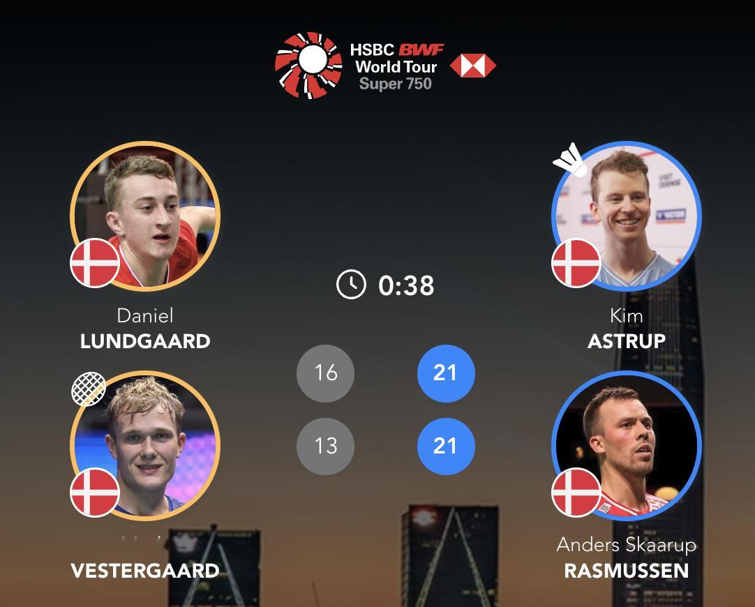 阿斯特鲁普/安德斯🇩🇰 21-16、21-13 🇩🇰伦加德/麦斯下轮对手