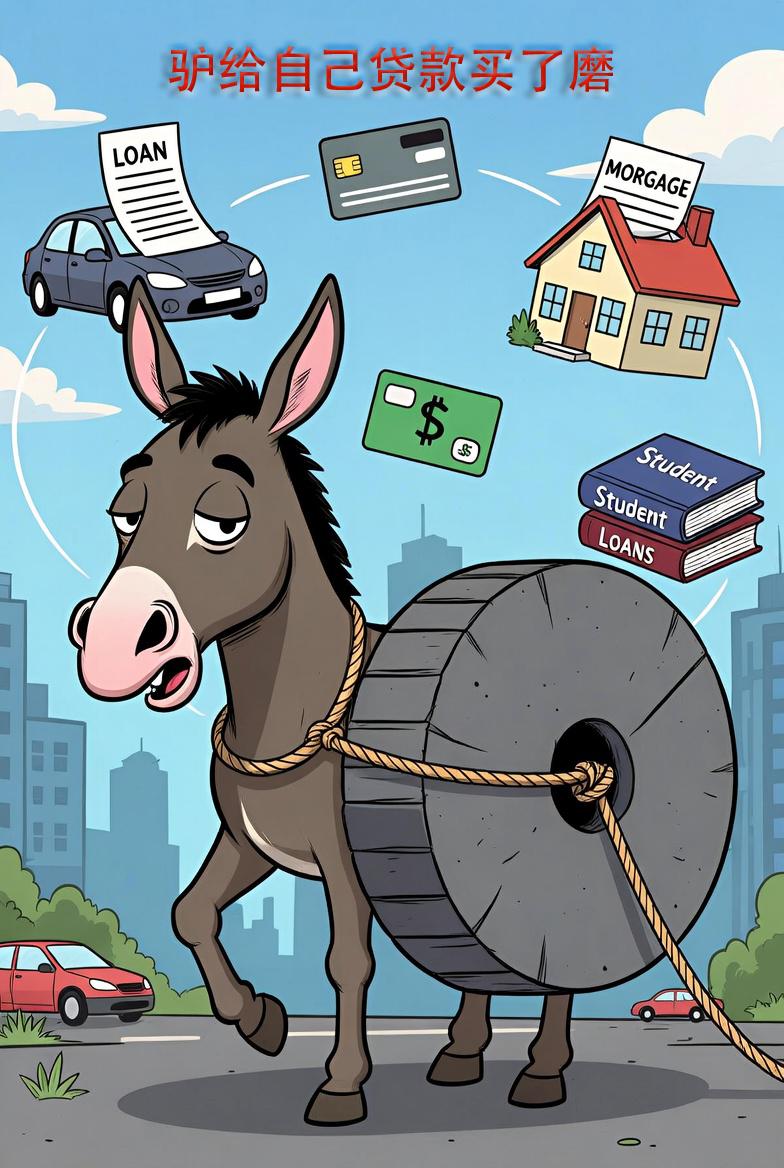 当代社畜/打工人/负债青年的人生写照
2026年了，房贷、车贷、学贷、彩礼贷、美