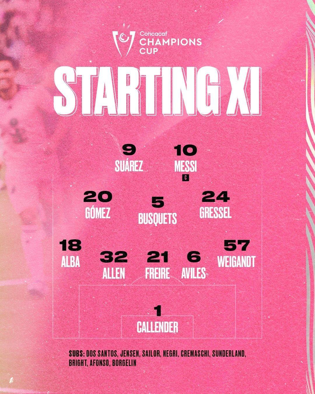 【加油加油！】首发阵容出炉！梅西苏亚雷斯领衔！布斯克茨和阿尔巴坐镇中场和后防！#