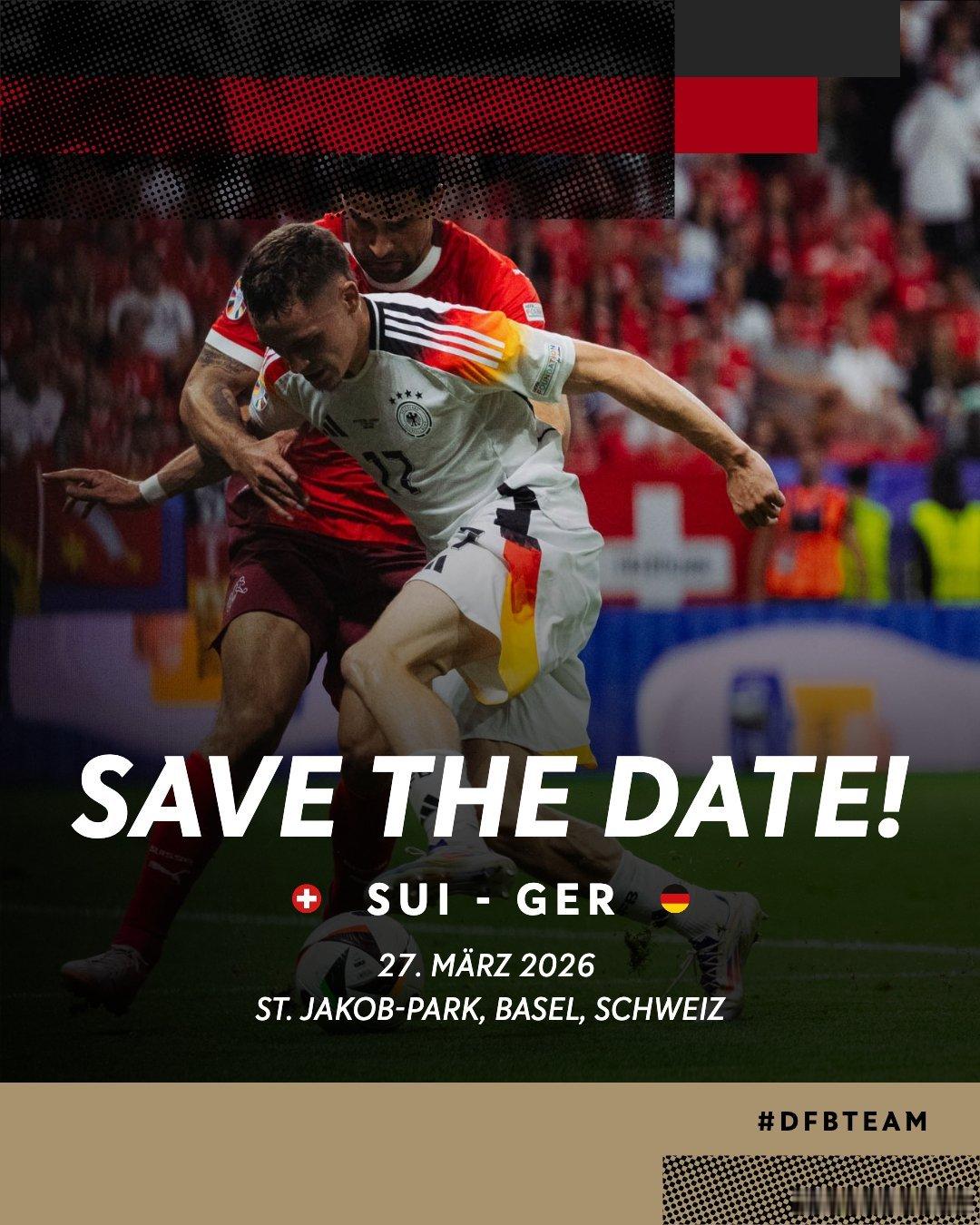 🚨作為世界盃備戰的一部分，德國將於3月27日在巴塞爾與瑞士進行一場友誼賽🇩?