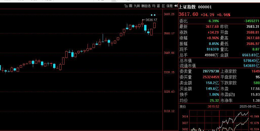 3617收盘，技术上完美，明天过了3627压力位，就是新高！

但注意，今天“3