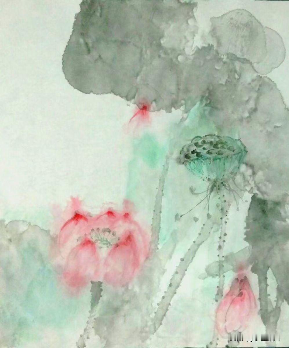 分享你的国画作品下雨天，最适合在家写写画画，心也静。