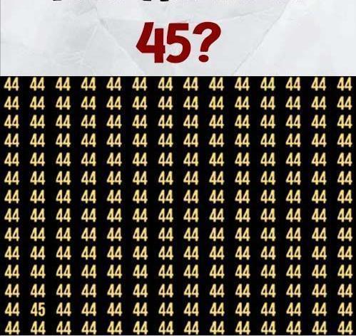 这是一场视觉错觉挑战！黑色背景上，满是数字“44” ，但其中藏着一个“45” 。