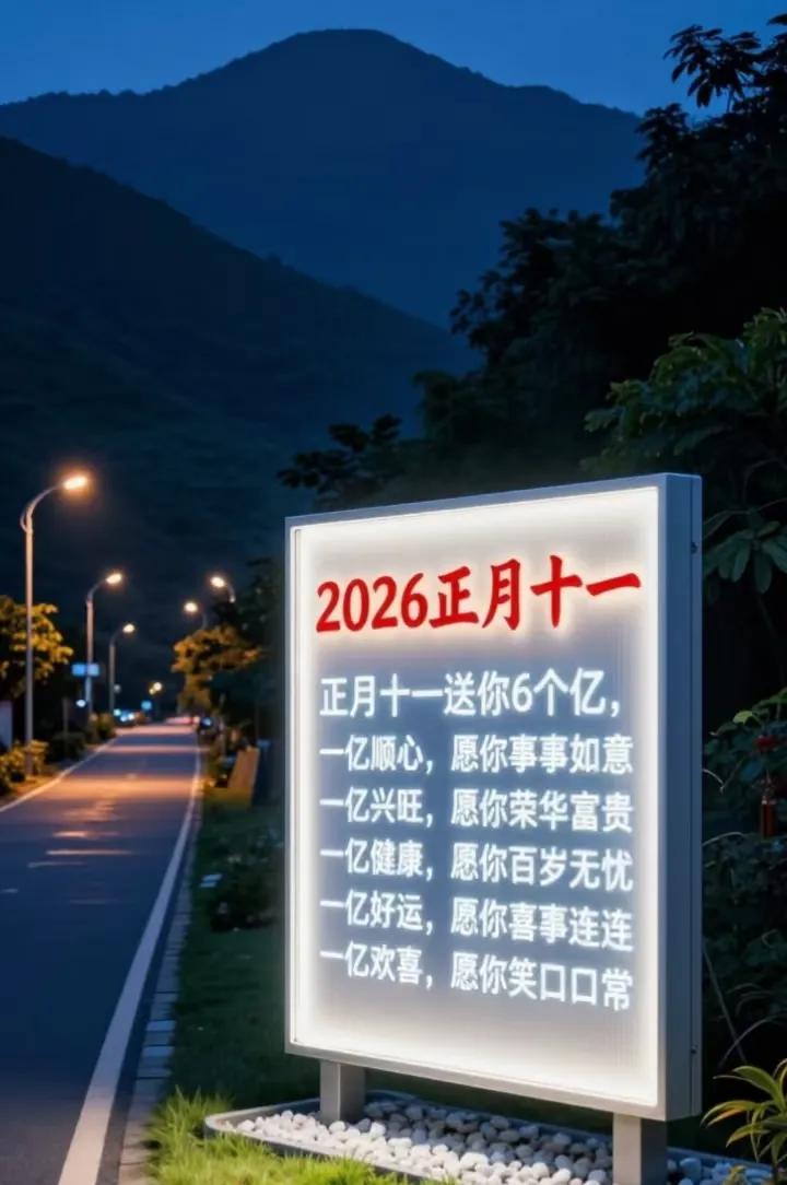 正月十一送你6个亿，

一亿顺心，愿你事事如意，

一亿兴旺，愿你荣华富贵，
