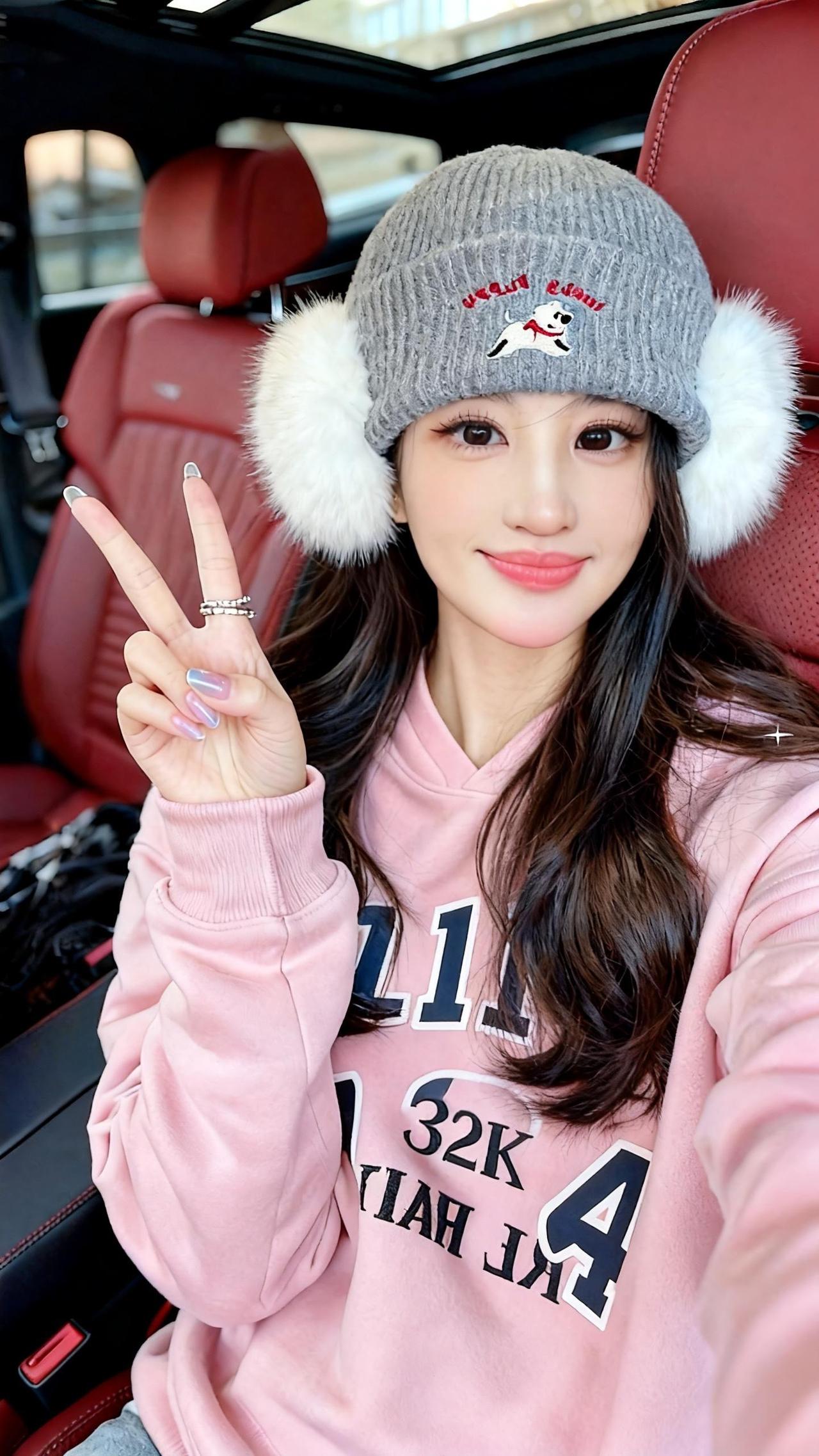 AI精致自拍 抖音ai创作 毛线帽 帽子控美女