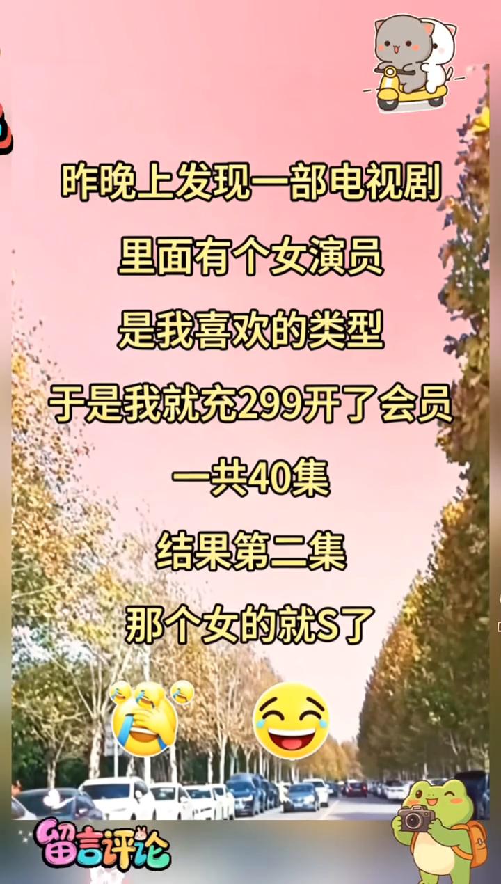 昨晚上发现一部电视剧里面有个女演员是我喜欢的类型，于是我就充299开了会员，一共