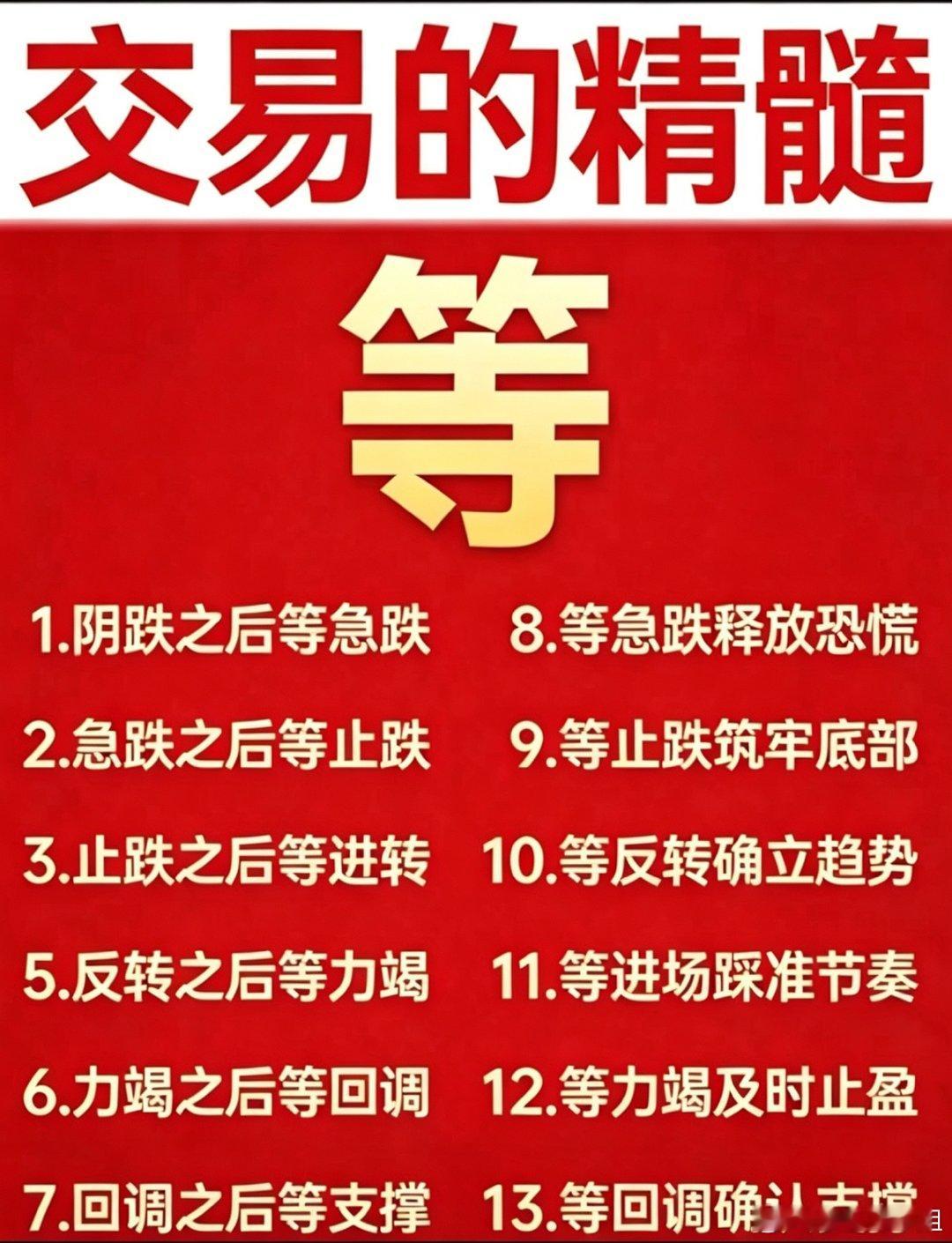 A股交易的最高精髓，其实就藏在一个字里——「等」。能把“等”字用到极致的人，才是