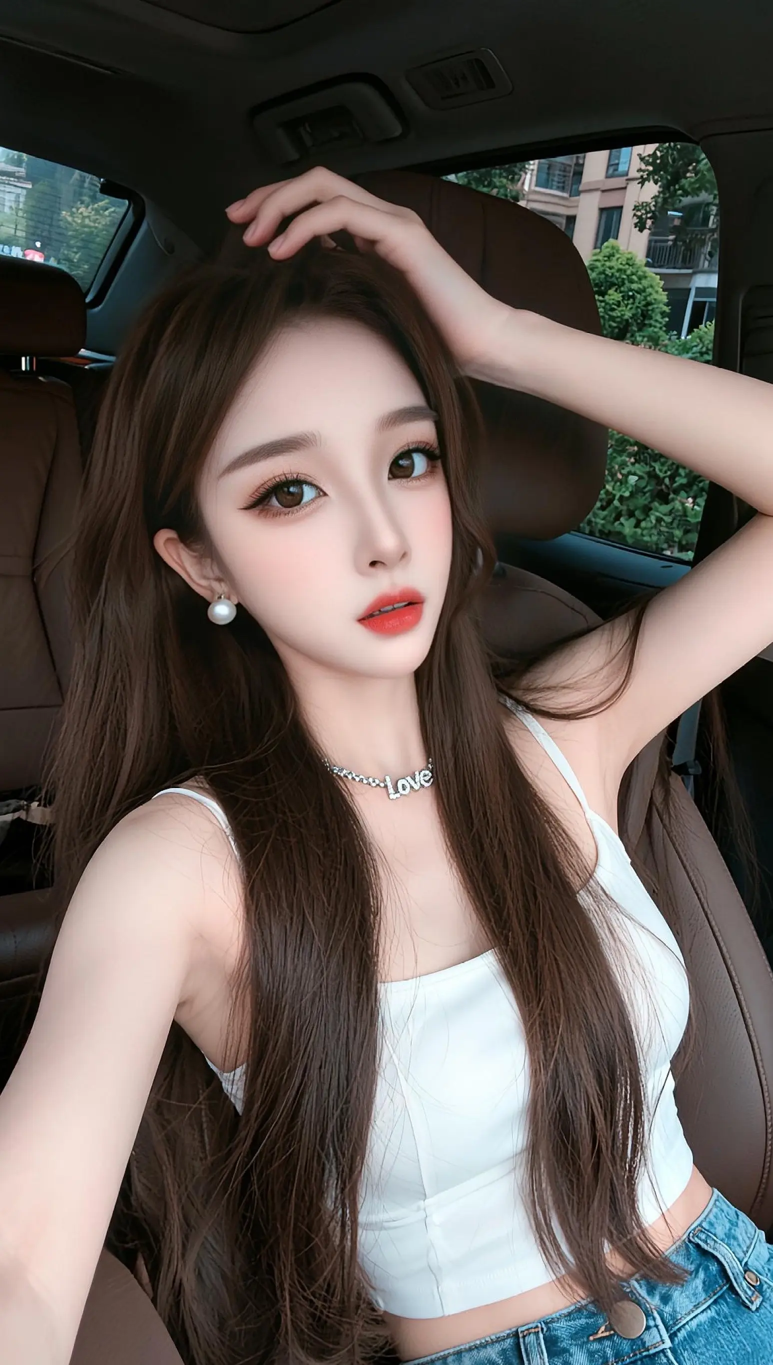 今日份高智感look 甜酷天花板 美式高智感 车内氛围感自拍 美女车内拍照