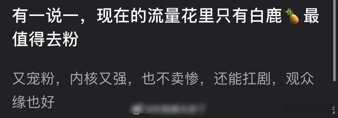 网友说流量🌸里只有白鹿能粉又有演技又扛剧，你怎么看 