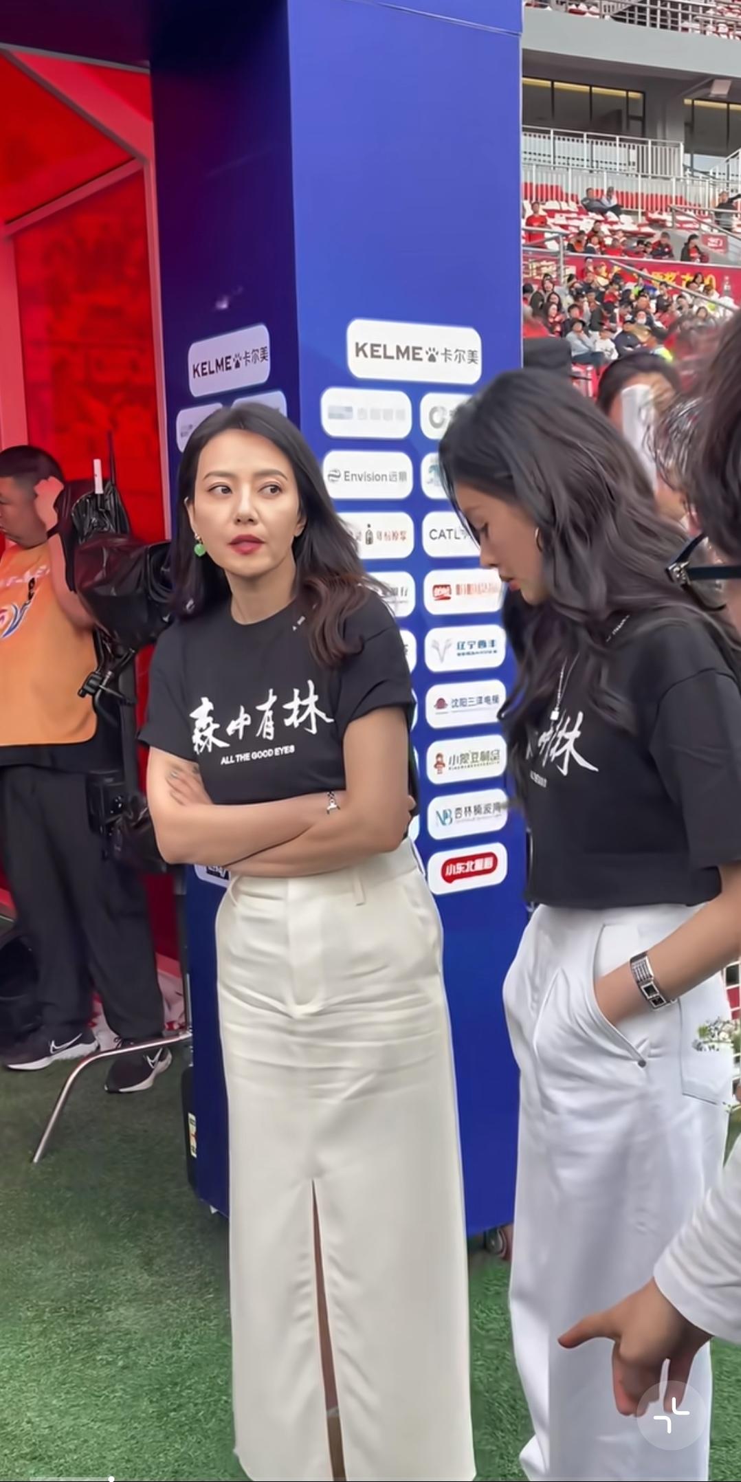 高圆圆，裙子上的褶子有点减分了。