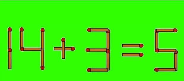 烧脑时间到！图中“14 + 3 = 5” 明显是个错误等式。现在，你面临一项有趣