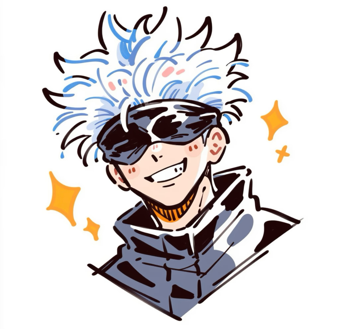 五条悟的简笔画风格头像，好喜欢呀！2025动漫嘉年华动漫点评团海外动漫名场面五条