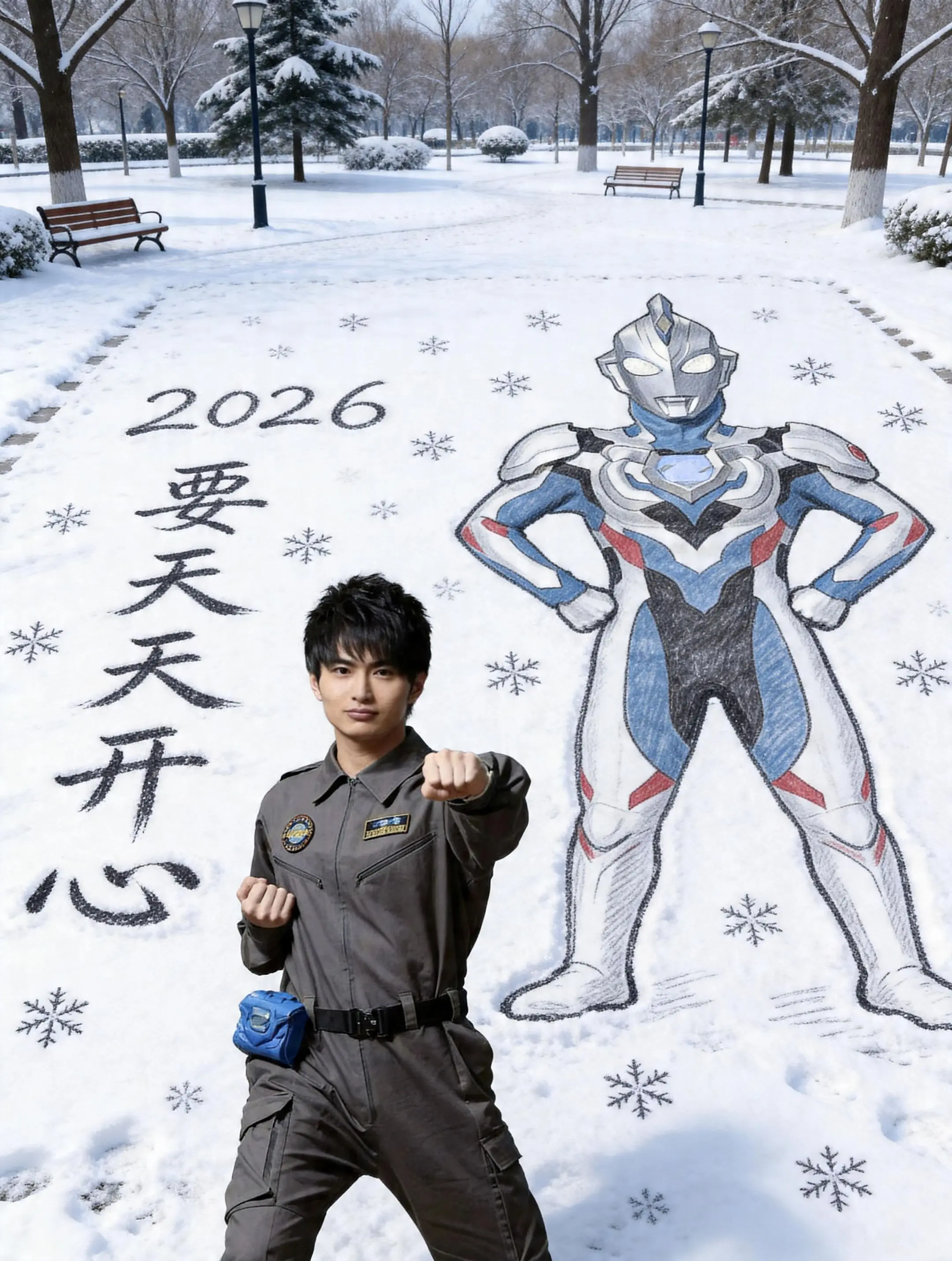 雪地素描自画像