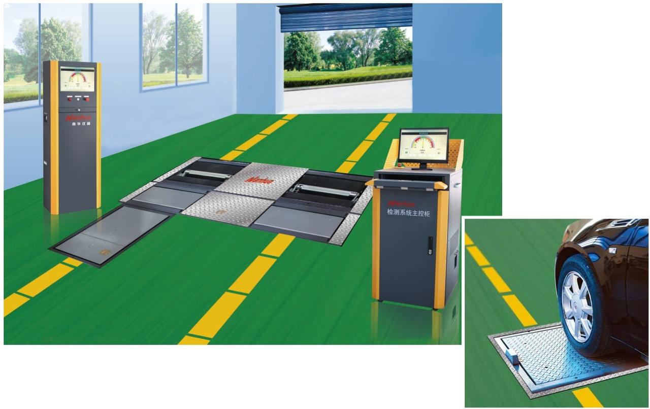 标题：汽车年检卡安全性能？NHQT-4 四合一检测线，侧滑 / 轴重 / 悬架 