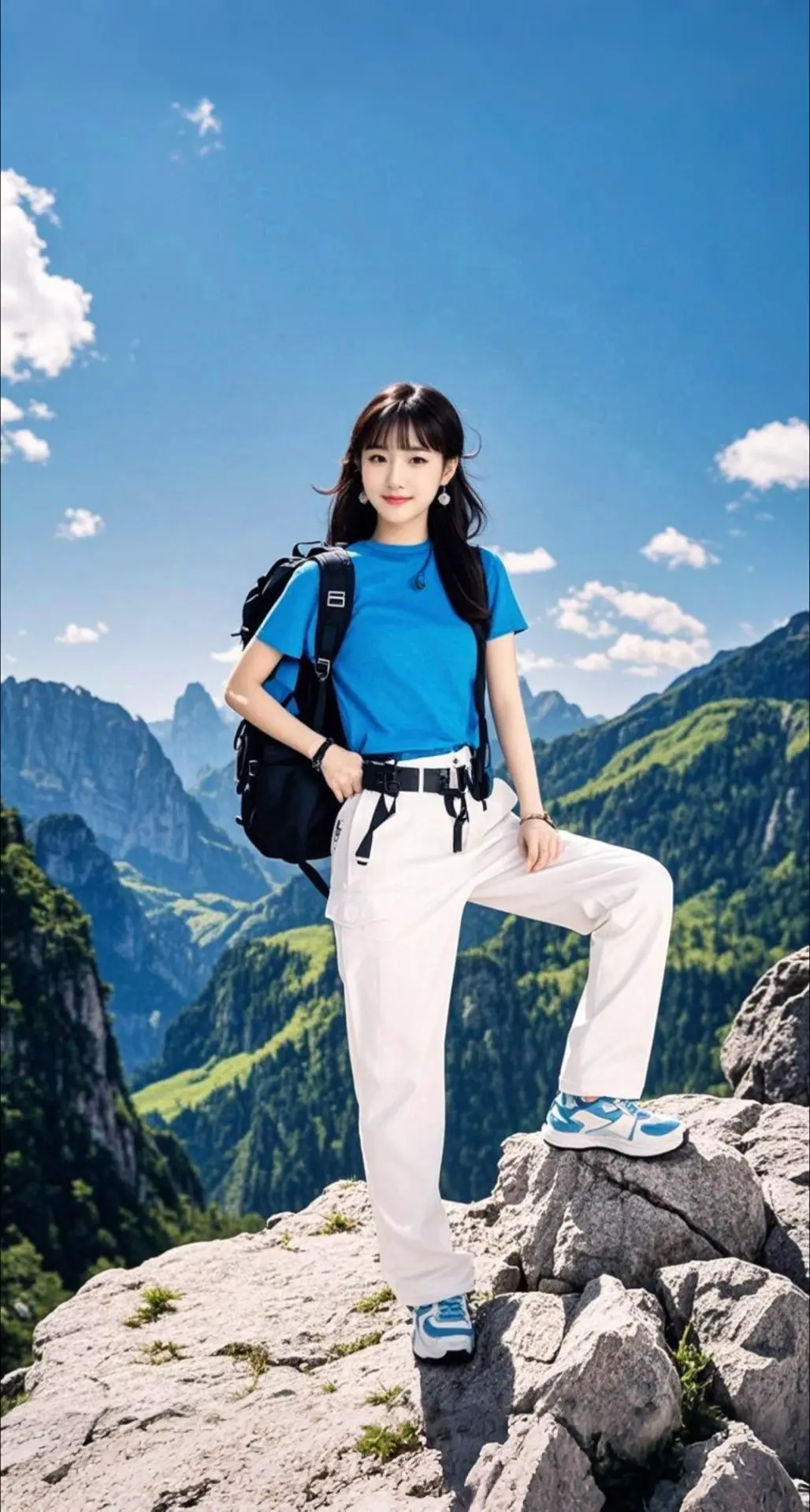 AI扩图 AI山巅旅人