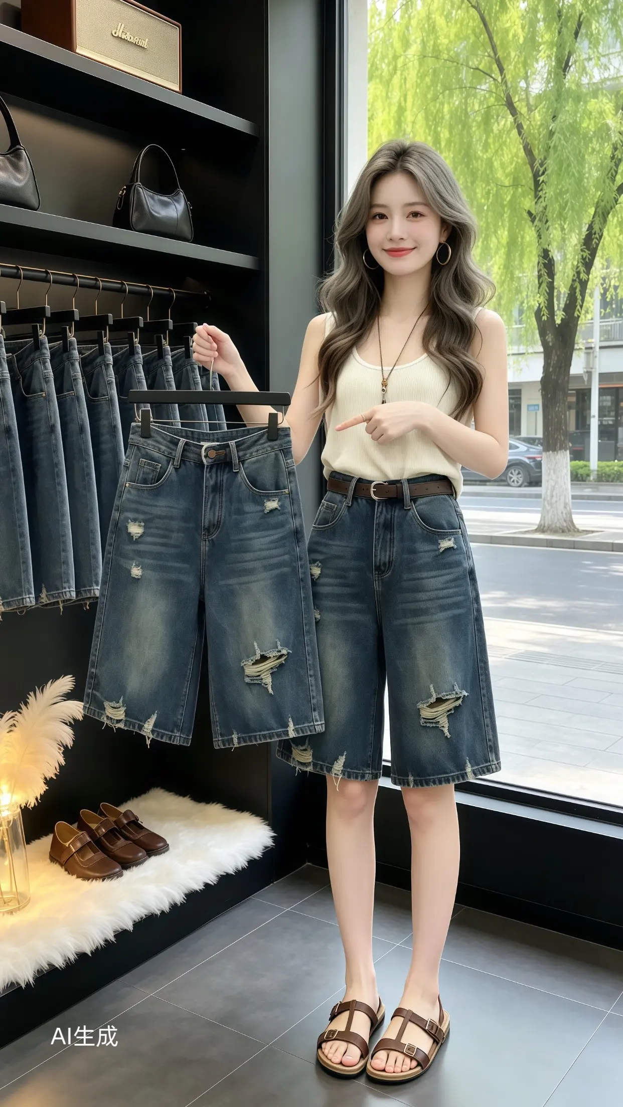 高颜值牛仔短裤 夏季破洞牛仔裤搭配 一眼心动的夏季穿搭 适合小个子女生的短裤