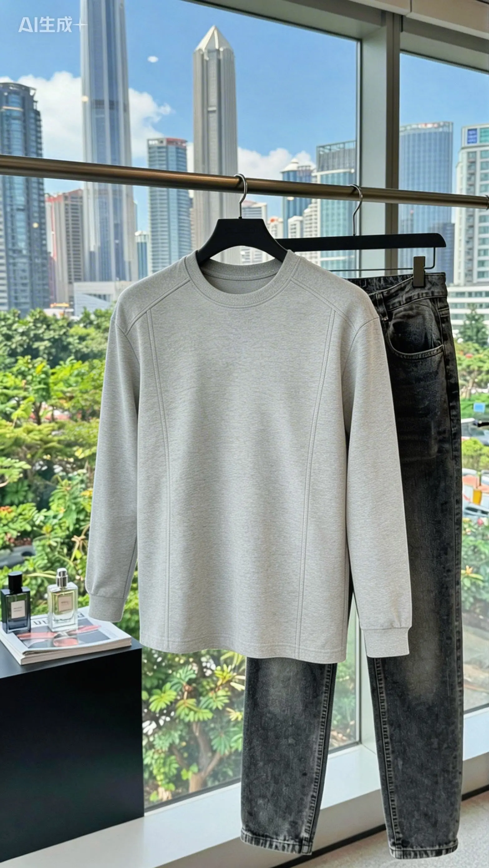 男秋季宽松圆领套头卫衣