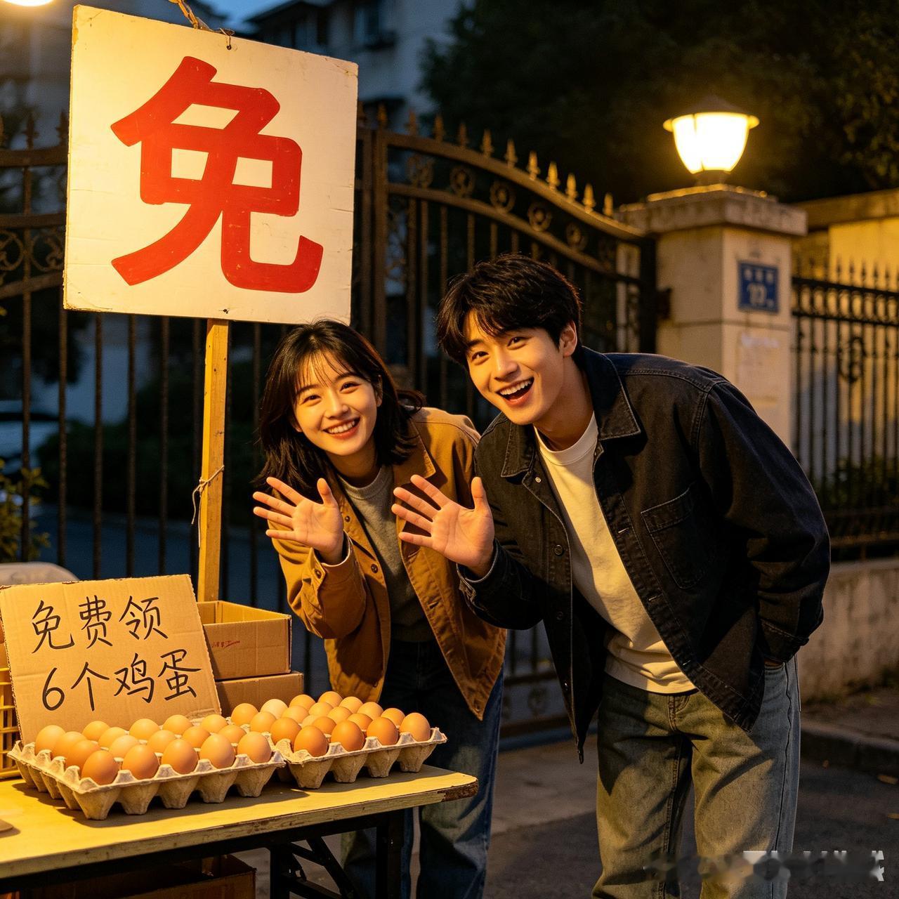 那声“免费领鸡蛋”的招呼，我没应……
昨天晚饭后出去走走，小区门口，一个巨大的“