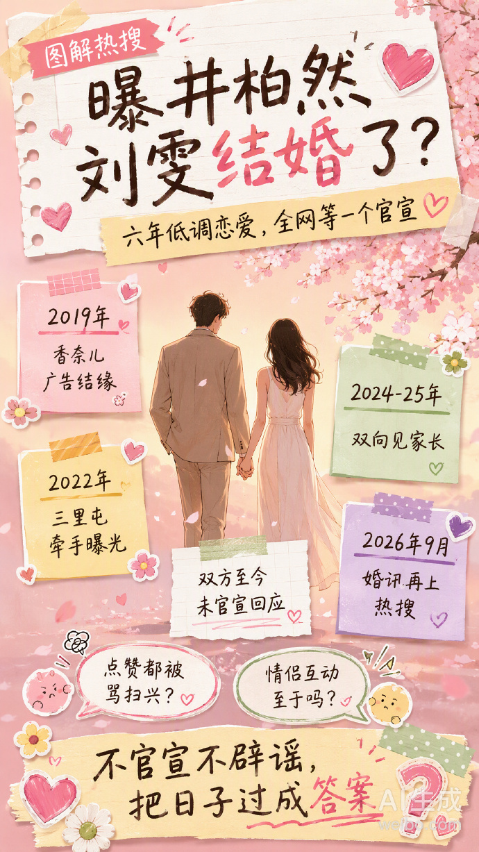曝井柏然刘雯结婚了老乡爆料+改口叫爸妈，无证件无官宣，六年清流情侣被网友先领证 